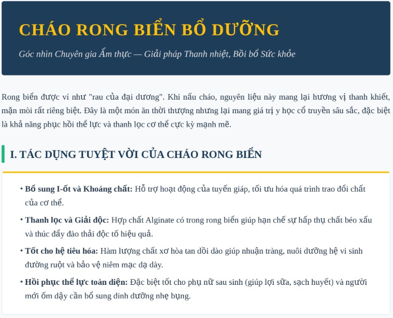 Cháo rong biển ngon bổ dưỡng