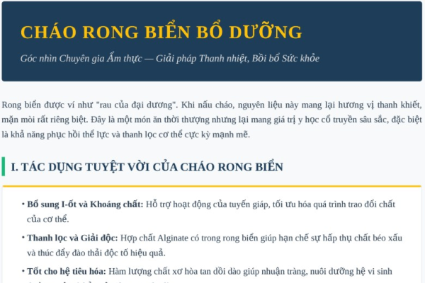 Cháo rong biển ngon bổ dưỡng