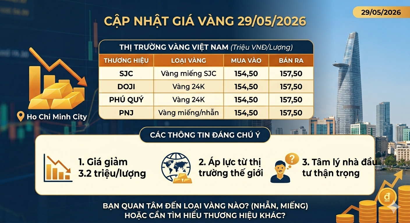 GIÁ VÀNG LÚC 00:00 NGÀY 29 THÁNG 5 NĂM 2026